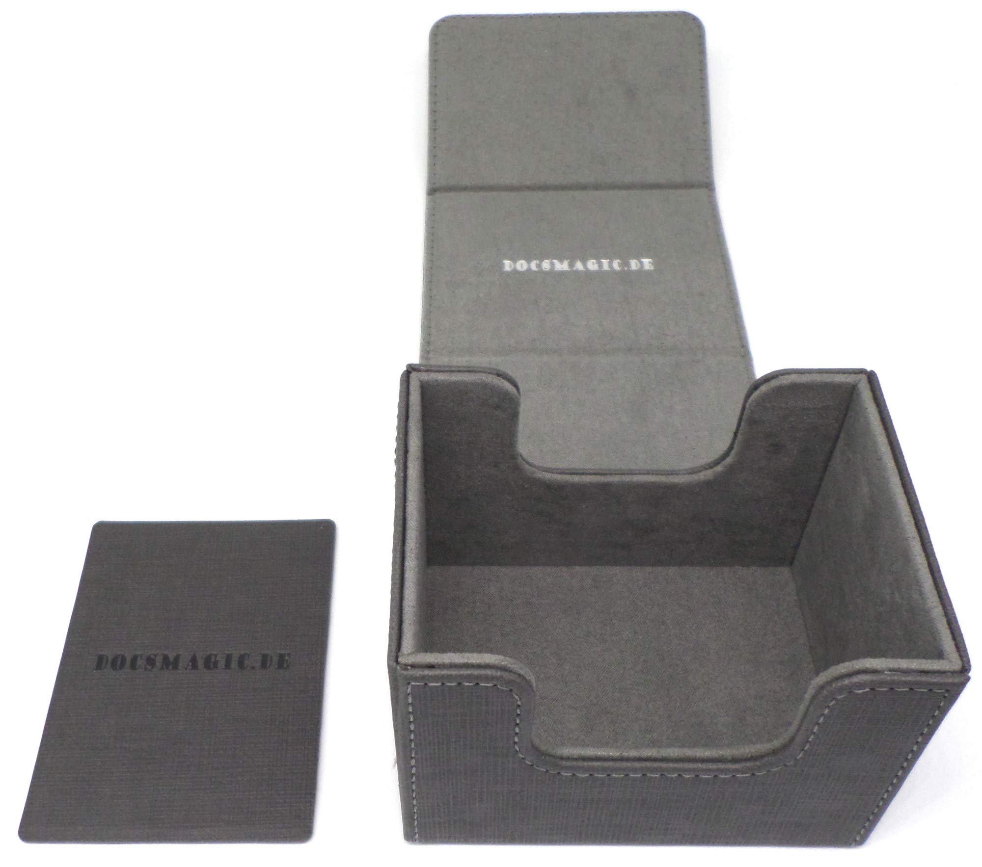 docsmagic.de Premium Magnetic Sideflip Box 100 Silver + Deck Divider - MTG - PKM - YGO