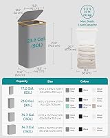 SONGMICS Slim Laundry Basket with Lid 90L Dove Grey 42x32x70.5 cm view 6