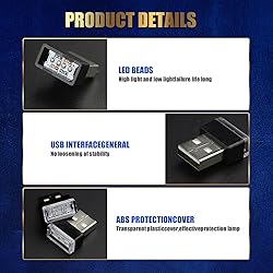 Crynod Pack-4 Car Led Lights, USB Ambient