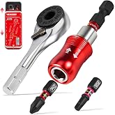 GEINXURN Mini Ratchet Wrench Set, 72 Teeth 1/4" Ratchet Wrench For Tight Spaces, Magnetic Locking Bit Holder and Driver Bit Comes in a Push-Pull Tin Case, Ideal for Repair and DIY projects