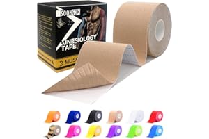 SOON GO Kinesiology Tape Pro 1/2 /5 Rolls, 2 Inch High Elasticity Sports Tape Therapeutic Pain Relief–Physio Tape for Muscle Recovery & Joint Support, Waterproof & Hypoallergenic & Breathable–Beige
