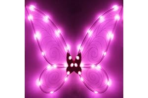 quescu Light up Fairy Wings for Adults,LED Butterfly Wings for Girls Women,Halloween Costume Dress Up,Gifts for Kids
