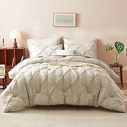 CozyLux California King Comforter Set Oatmeal, 7