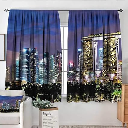 Amazon Com Travel Backout Boy Curtains Singapore City 104 X72