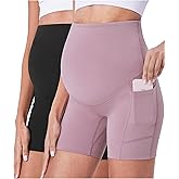 POSHDIVAH Maternity Shorts for Women Over Belly Biker Summer Pregnancy Workout Yoga Active Running Short Leggings 5"
