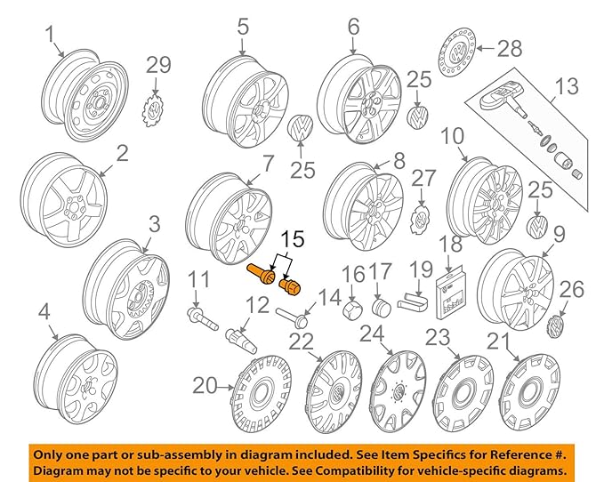 Original Volkswagen VW Ersatzteile VW Felgenschloß Radsicherung Satz (zB Golf Polo Passat Touran)