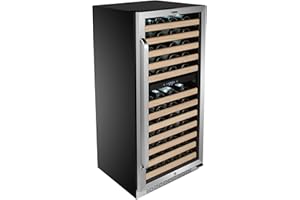 Whynter BWR-0922DZ 92 Built-in or Freestanding Stainless Steel Dual Zone Compressor Large Capacity Wine Refrigerator Rack for Open LED Display, Dark Grey-92 Bottle, Dark Grey