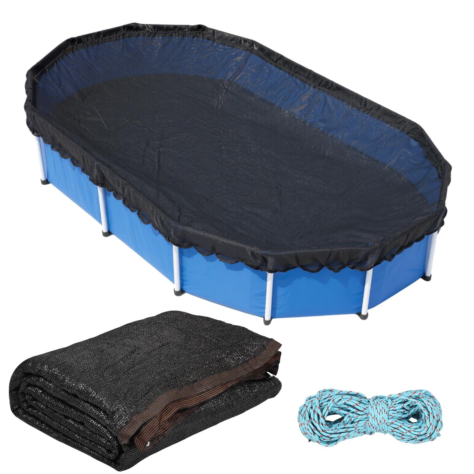 Photo 1 of 10' x 16' Oval Pool Leaf Net Cover with String, Oval Winter Mesh Pool Cover Leaf Net for Oval Above Ground Pools to Keeps Leaves Out?Size 12 X 18 Ft?for 10' x 16' Oval Pool?