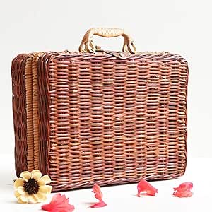 Cestas de almacenamiento cuadradas de ratán natural, organizador de