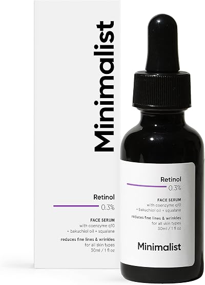 Minimalist 0.3% Retinol Face Serum with Q10 - Reduce Fine Lines & Wrinkles