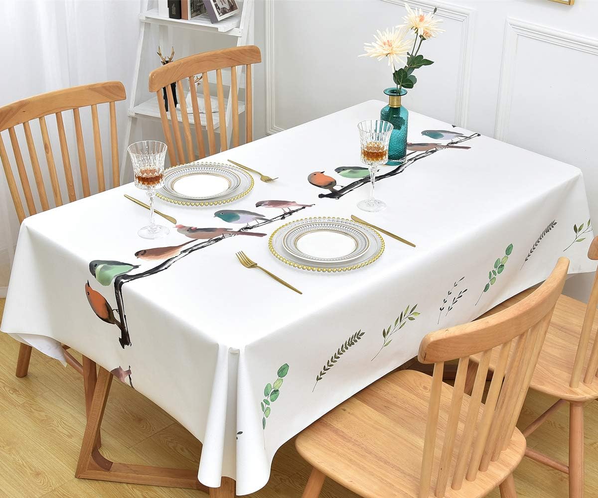 Yofori Table Cloth Plastic Tablecloth Wipeable PVC Wipe Clean WaterProof Table Cover (Bird, 137x250cm), 98.4 x 53.9 inch (Rectangular) - Image 3