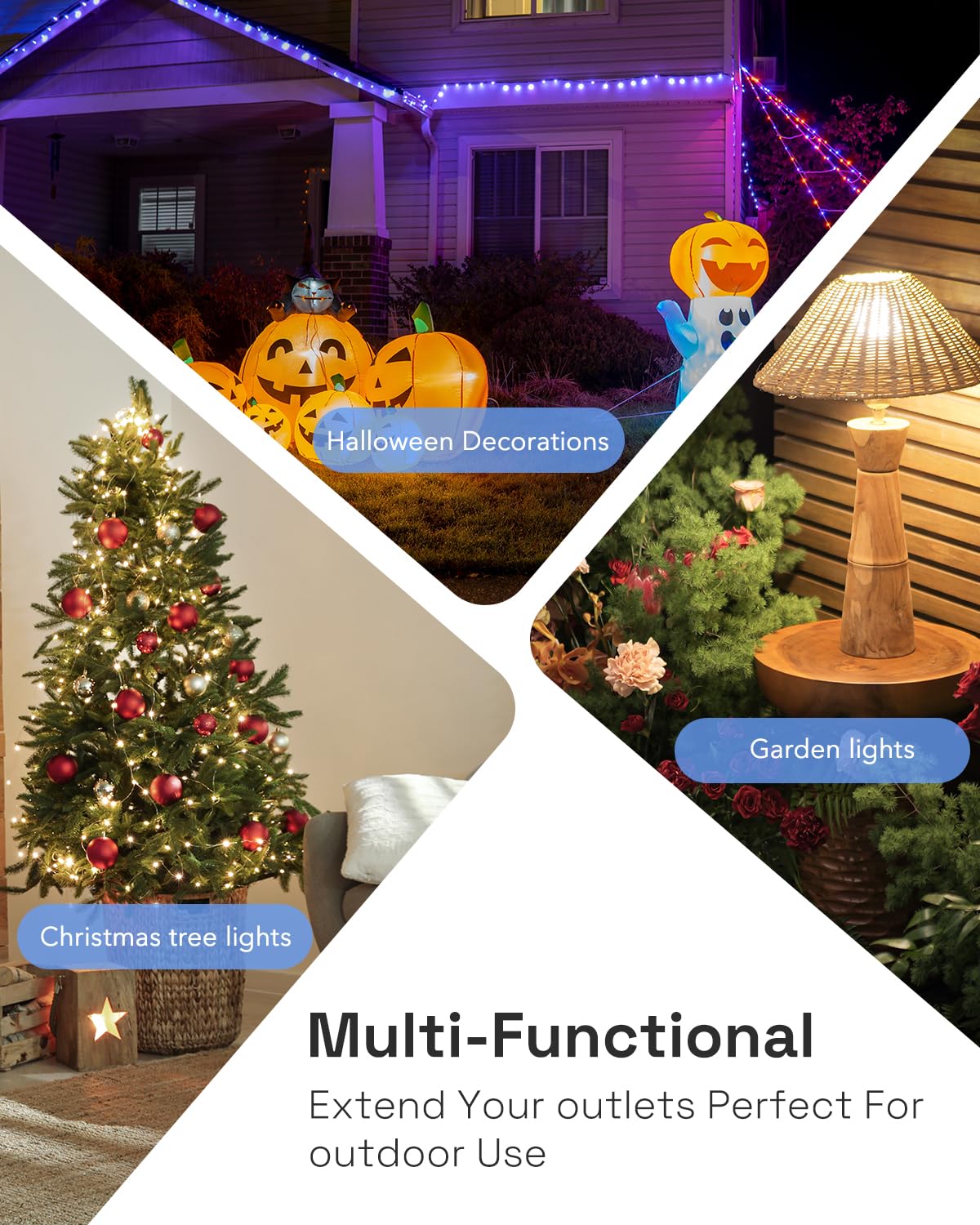 HBN Outdoor Smart Plug Waterproof WiFi Outdoor Outlet Timer with 6 Grounded Outlets, Remote & Voice Control Heavy Duty Yard Stake Plug Compatible with Alexa and Google Assistant No Hub Required - View 8