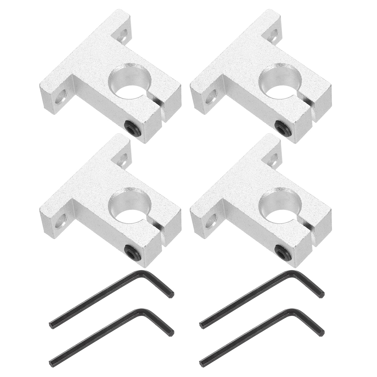 Photo 1 of uxcell 4pcs SK13 Aluminum Linear Rod Rail Shaft Support for 13mm Diameter Shaft, Linear Motion Rail Guides Mounting Bracket for CNC Machine, 3D Printer, Automation Equipment, Silver Tone