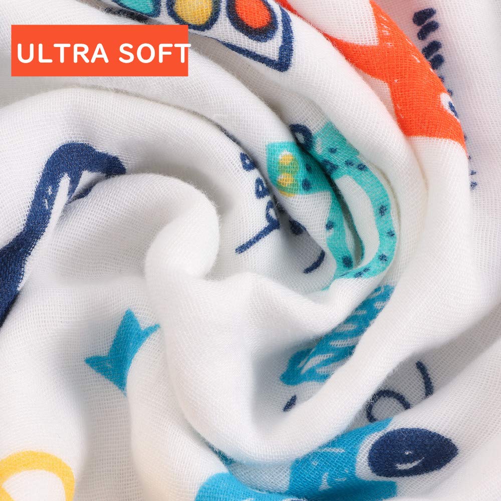 Muslin Burp Cloths Baby Burp Clothes - Baby Burp Cloth for Boy Girls Thicken Muslin Burp Rags Bibs 6 Layers Large 20''x10'' 100% Cotton Hand Washcloths Soft Absorbent by norinori (5 Pack): Kitchen & Dining