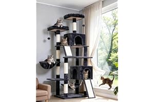 Gitelsnour Cat Tree, 71'' (180cm) Cat Tower for Indoor Cats Large Adult, Multi-Level Cat Tree Tower with 2 Scratching Boards/