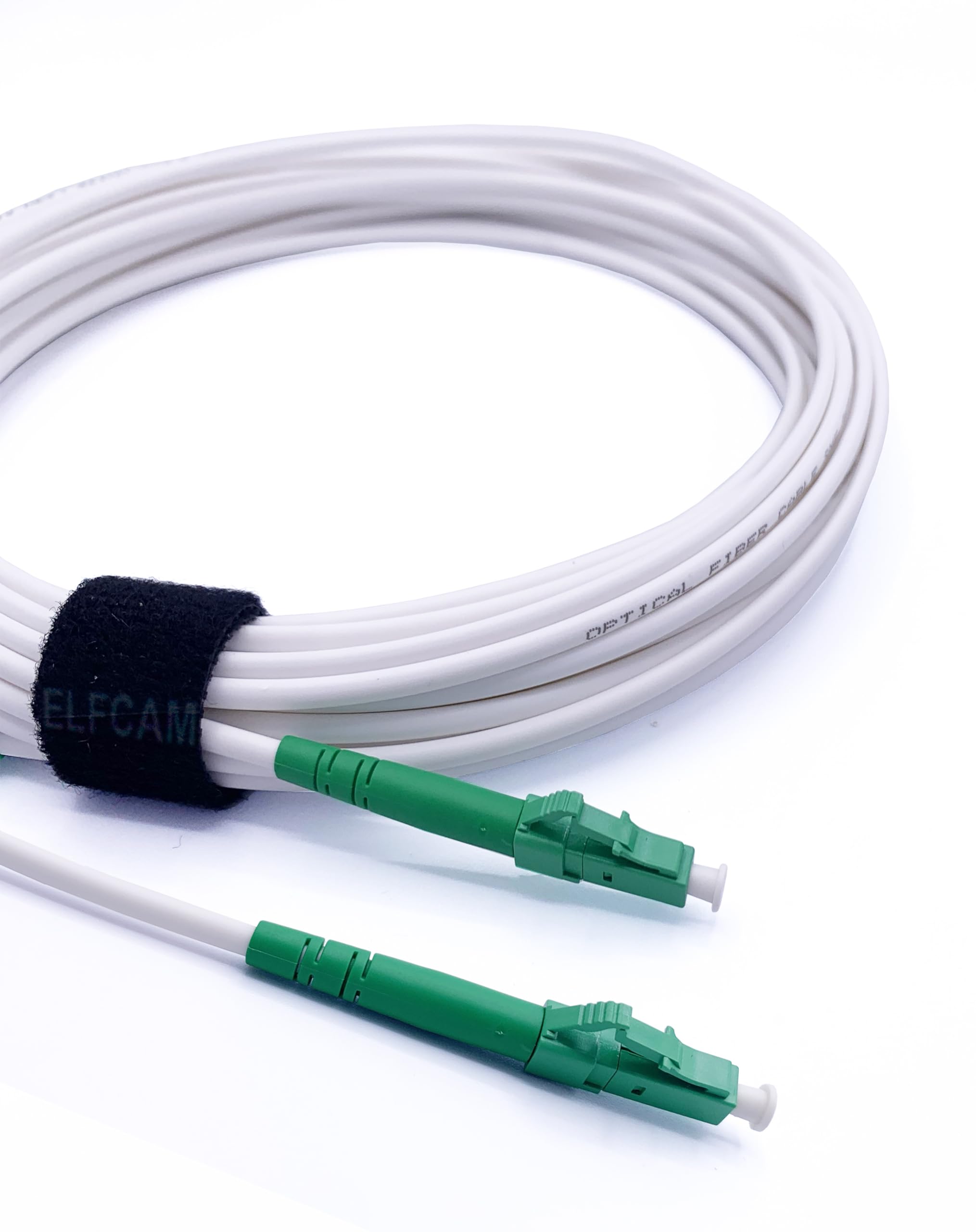 Elfcam® - LCA to LCA Simplex Single-Mode Fibre Optic Cable, 9/125μm LSZH White Optical Patch Cord (2M)