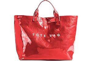 URAWOW Kraft Paper Tote Bags with PVC Surface for Women Top-handle Bag Vintage Clear Purses Handbag Satchel