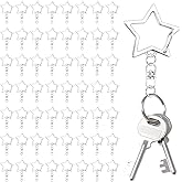 Supkiir 200Pcs Star Shaped Spring Snap Keychain, Swivel Snap Hook with Chain Hanging Buckle and Open Jump Ring, Silver Metal Key Ring Star Keychain Clasp for Jewelry Making Key Chains DIY Crafts