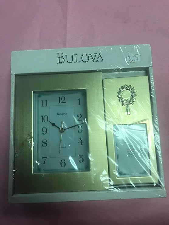 Bulova Desk Clock/Photo Frame for a 2" x 3" Picture, with