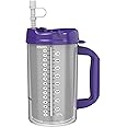 Mugs N Coffee 32 oz Double Walled Hospital Mug with Straw - Purple Lid and Handle