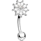 Jewseen 16G Flower Rook Piercing Jewelry Rook Earring Surgical Steel Eyebrow Piercing Jewelry Eyebrow Ring Gold Cartilage Earring Clear CZ for Women Men