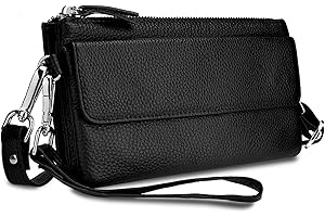 YALUXE Real Leather Wristlet Handbags for Women Crossbody Purse Clutch Wallet Cards Smartphone Holder RFID Blocking