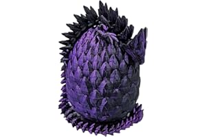 ZZ LIFE Surprise Dragon Egg Articulating Gemstone Dragon Fidget Figurine - 3D Printed Dragons Flexible ADHD, Autism, Relief Anxiety - Articulated Joints (Black Purple)