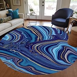 Blue Gold Marble Striped Modern Abstract Circular