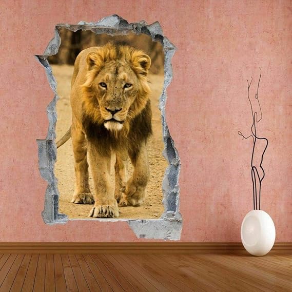 León Africano Animal salvaje Safari Animal 3D Pegatinas de pared Mural