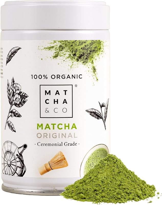Chá Matcha Original 100% Orgânico, Grau Cerimonial, Pó Biológico do Japão, Biológico, 100% Natural, Chá Verde, 80G - Matcha & CO