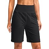 G Gradual Bermuda Shorts for Women 9" High Waisted 2 Big Pockets Long Knee Length Shorts for Workout Athletic Casual Summer