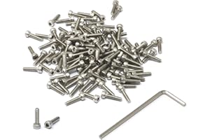 iexcell 100 Pcs M2.5 x 10mm Thread Pitch 0.45 mm Stainless Steel 304 Hex Socket Head Cap Screws Bolts Kit