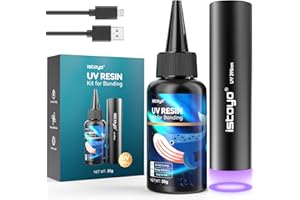 ISTOYO UV Resin Kit with Light, 30g UV Resin with Rechargeable UV Flashlight 395NM, Fast Curing in Seconds for Bonding, Jewelry, Plastic or Glass Repair, Stains Detection