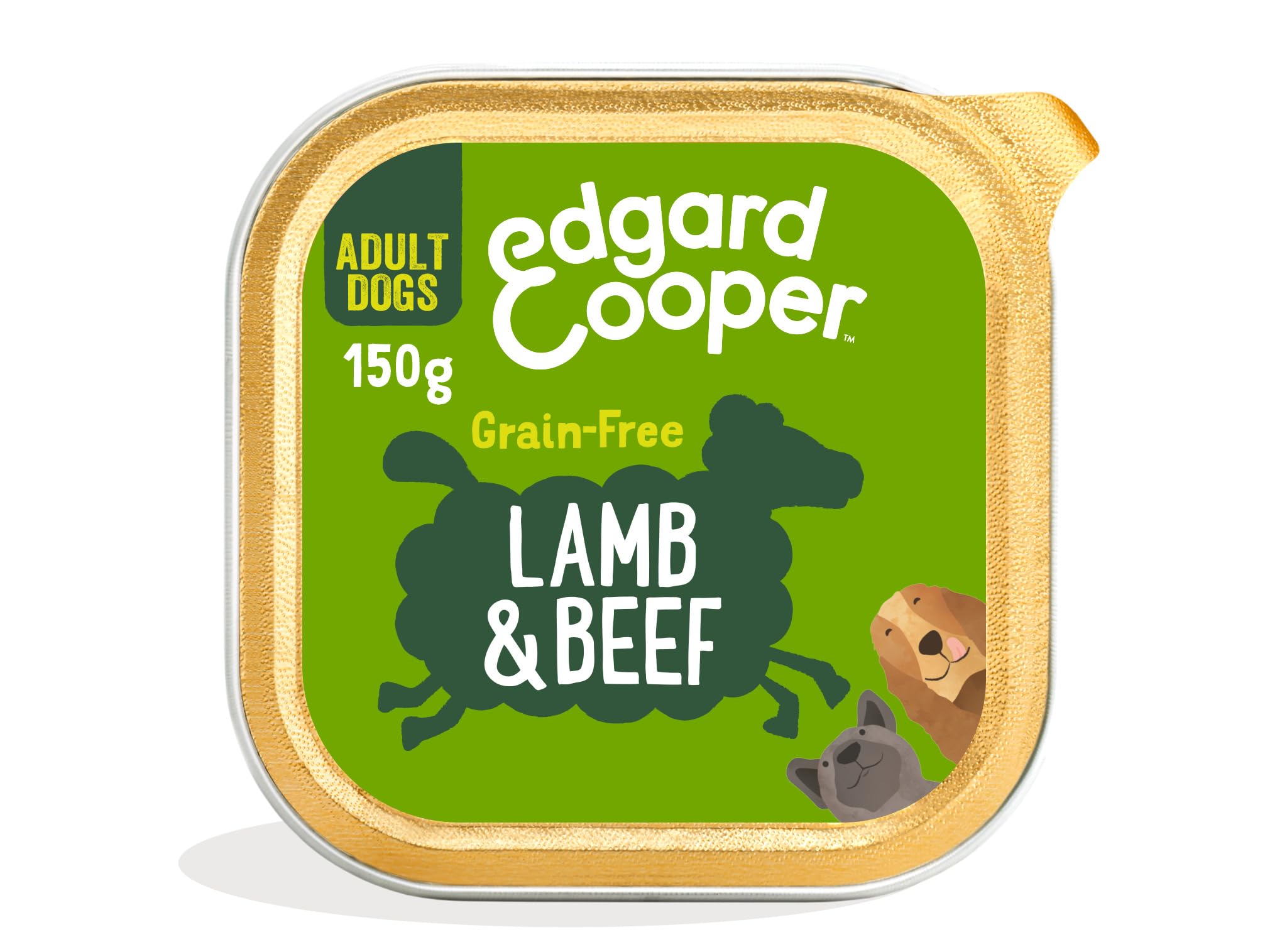 Edgard Cooper Grain-Free Wet Dog Food for Adult Dogs, LambBeef 11 x 150g, Natural Dogs Food in Cup with Fresh Meat Amino Acids, Gluten-Free, High Protein