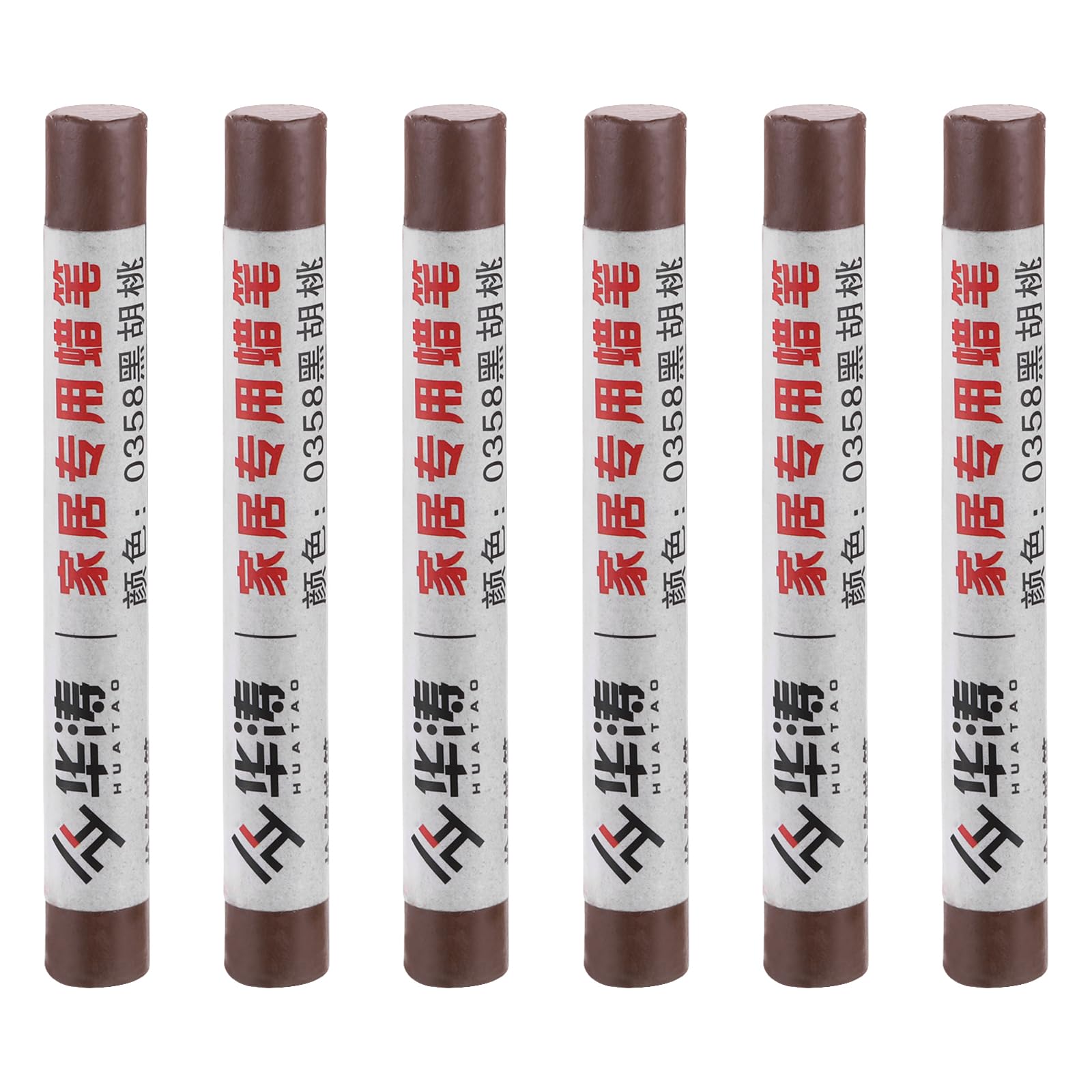 PATIKIL Furniture Repair Crayons, 6 Pcs Wax Wood Filler Sticks Wood Wax Crayons for Scratches, Wood Floor, Holes, Tables, Black Walnut