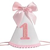 HGFC Birthday Decorations - Pink Bow 1st Birthday Hat For Girls,First Birthday Crown,1/2 birthday decorations,Photo Prop