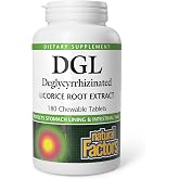 Natural Factors DGL Licorice 400 mg, Digestive Support*, 180 Chewable Tabs | Digestive Support Supplement with Licorice Root Extract, Supports Stomach Lining &amp; Health*, Non-GMO &amp; Gluten-Free