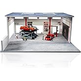 Malamfans 1/64 Diorama Display Case Garage with LED Lights(Factory) | Compatible with Hot Wheels Matchbox Mini GT Diecast Cars, for 1:64 Model Car Display and Show Off