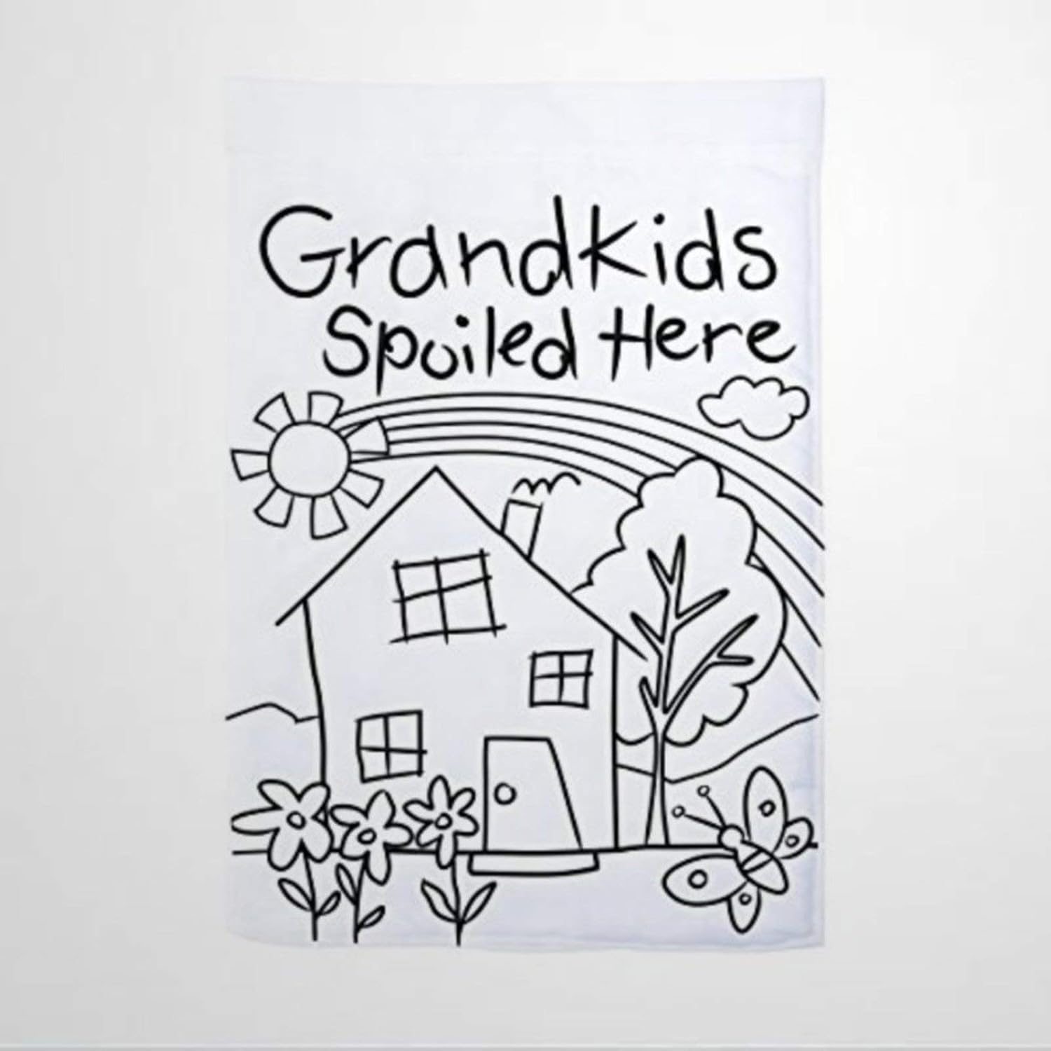 BYRON HOYLE Grandkids Spoiled Here Garden Flag Decorative Holiday Seasonal Outdoor Weather Resistant Double Sided Print Farmhouse Flag Yard Patio Lawn Garden Decoration 12 x 18 Inch477817