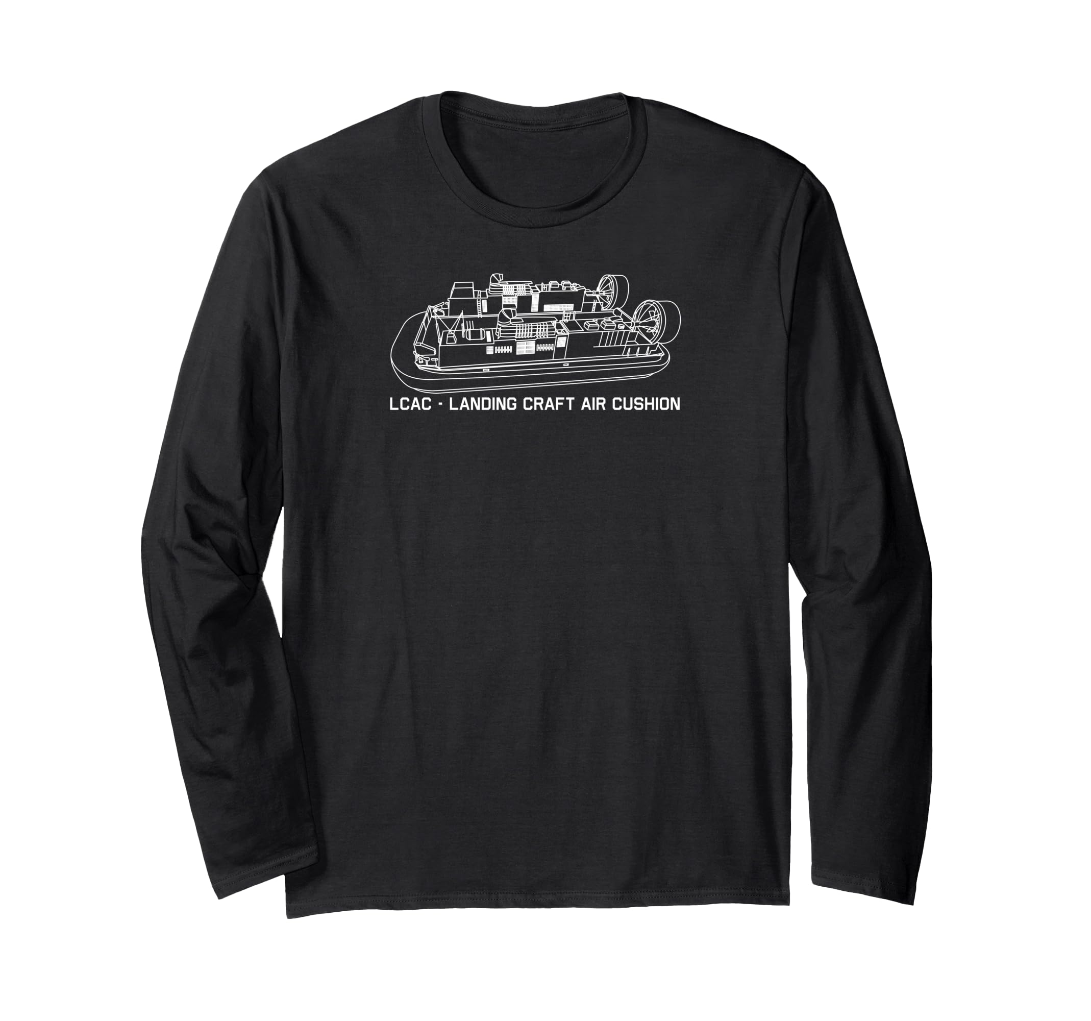 Landing Craft Air Cushion LCAC Military Hovercraft Diagram Long Sleeve T-Shirt