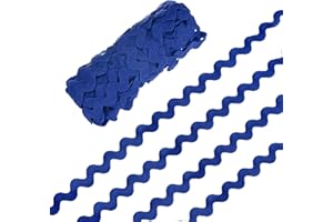 M METERXITY Rick Rack Trim, 10 Yard 10mm / 0.4 Inch Wave Bending Fringe Trimming Ribbon for Sewing/DIY Crafts/Clothes/Decoration, Polyester RIC Rac Trim [Dark Blue]