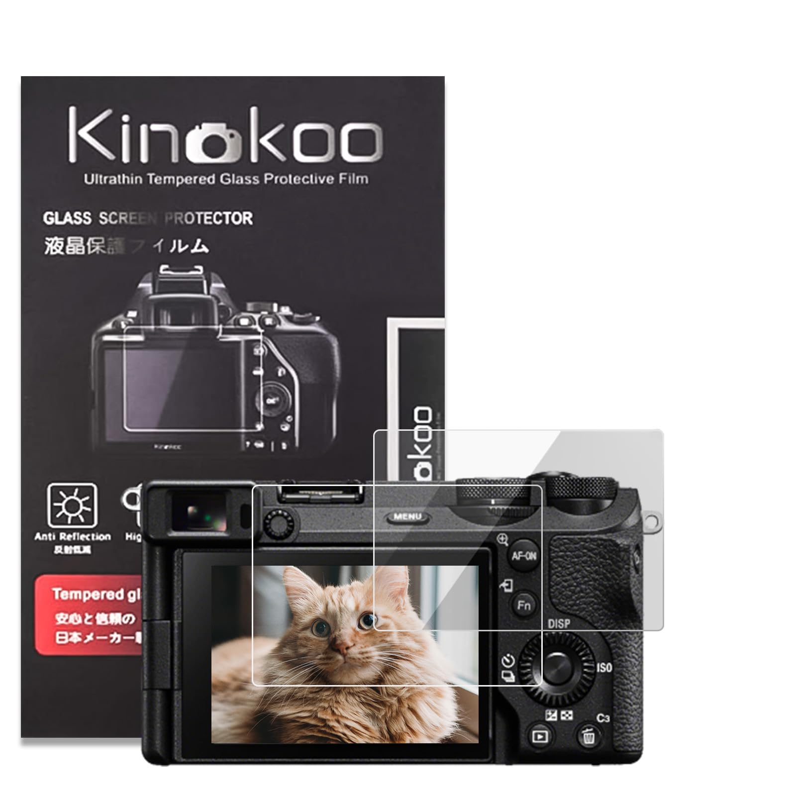 kinokoo Screen Protector for Sony A6700 Digital Camera- 0.25mm 9H HardnessTempered Glass Film Sony A6700 Crystal Cleatr Film Bubble-free/Anti-scratch(2 pack)