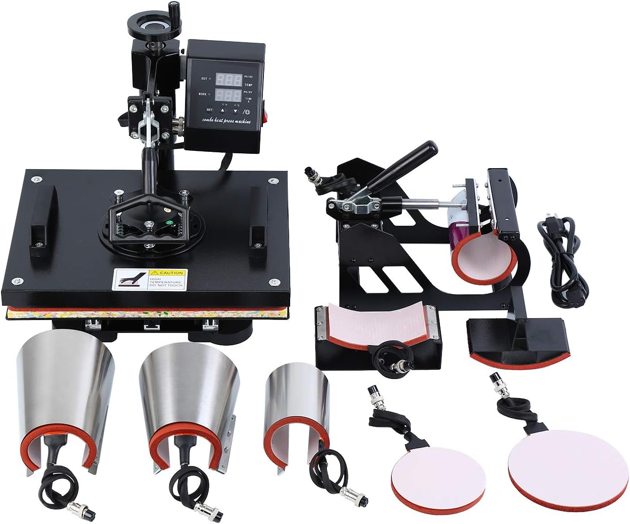 MuGuang 8 in 1 Heat Press Machine Digital Thermal Sublimation Transfer Printing for T-Shirts Cups Hats and Plates 15"X12"