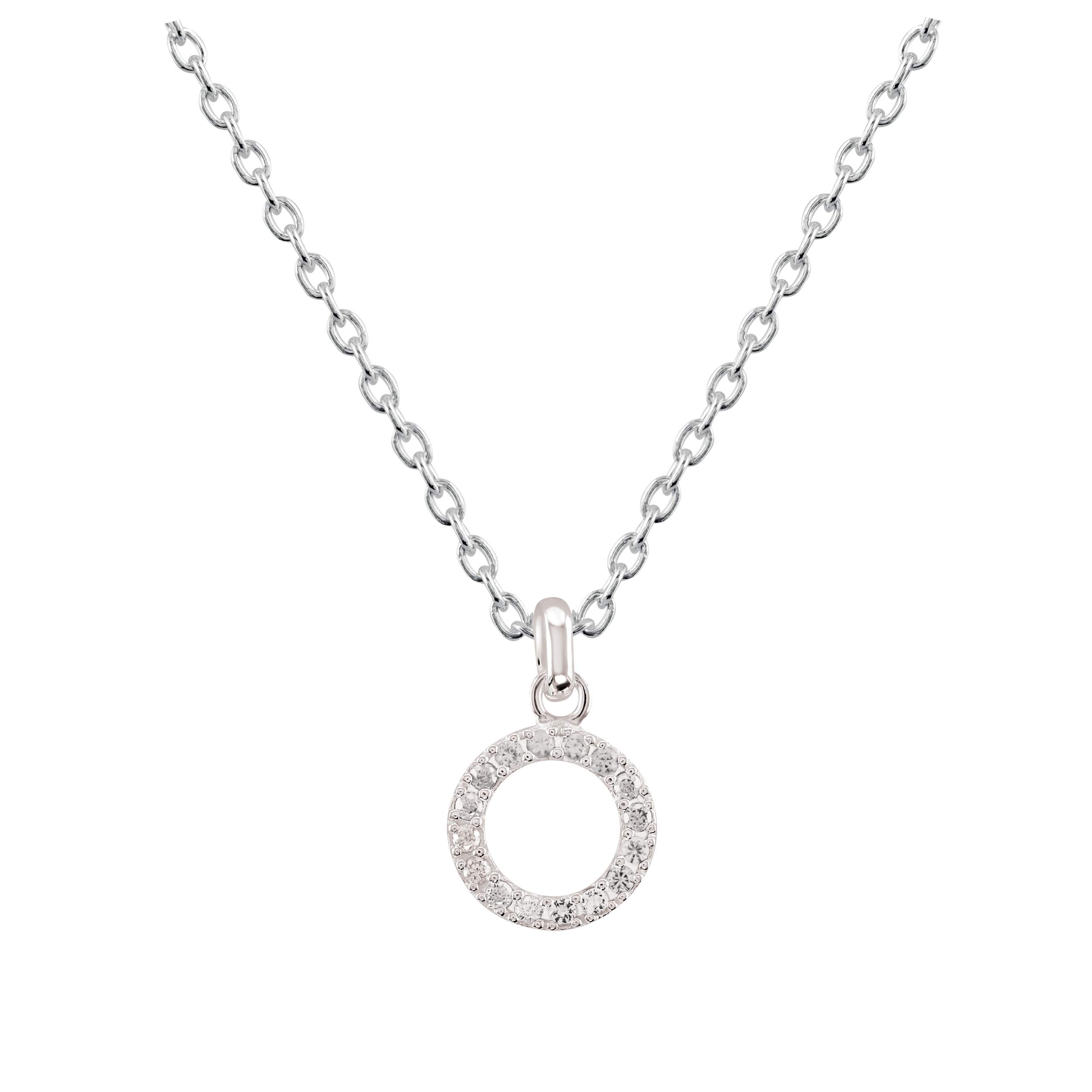 Dew Sterling Silver and Cubic Zirconia Open Circle Necklace - 18"