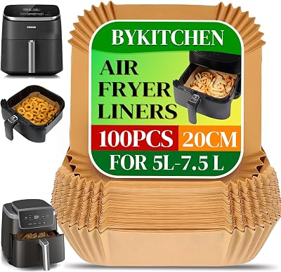 BYKITCHEN 100pcs Air Fryer Paper 7.9 Inch Liner 8.5-10in Basket
