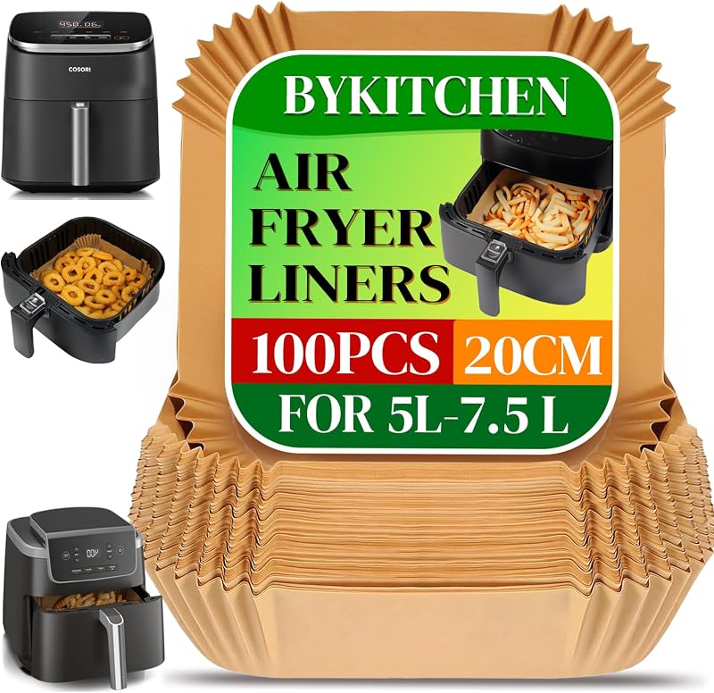 BYKITCHEN 100pcs Air Fryer Paper 7.9 Inch Liner 8.5-10in Basket