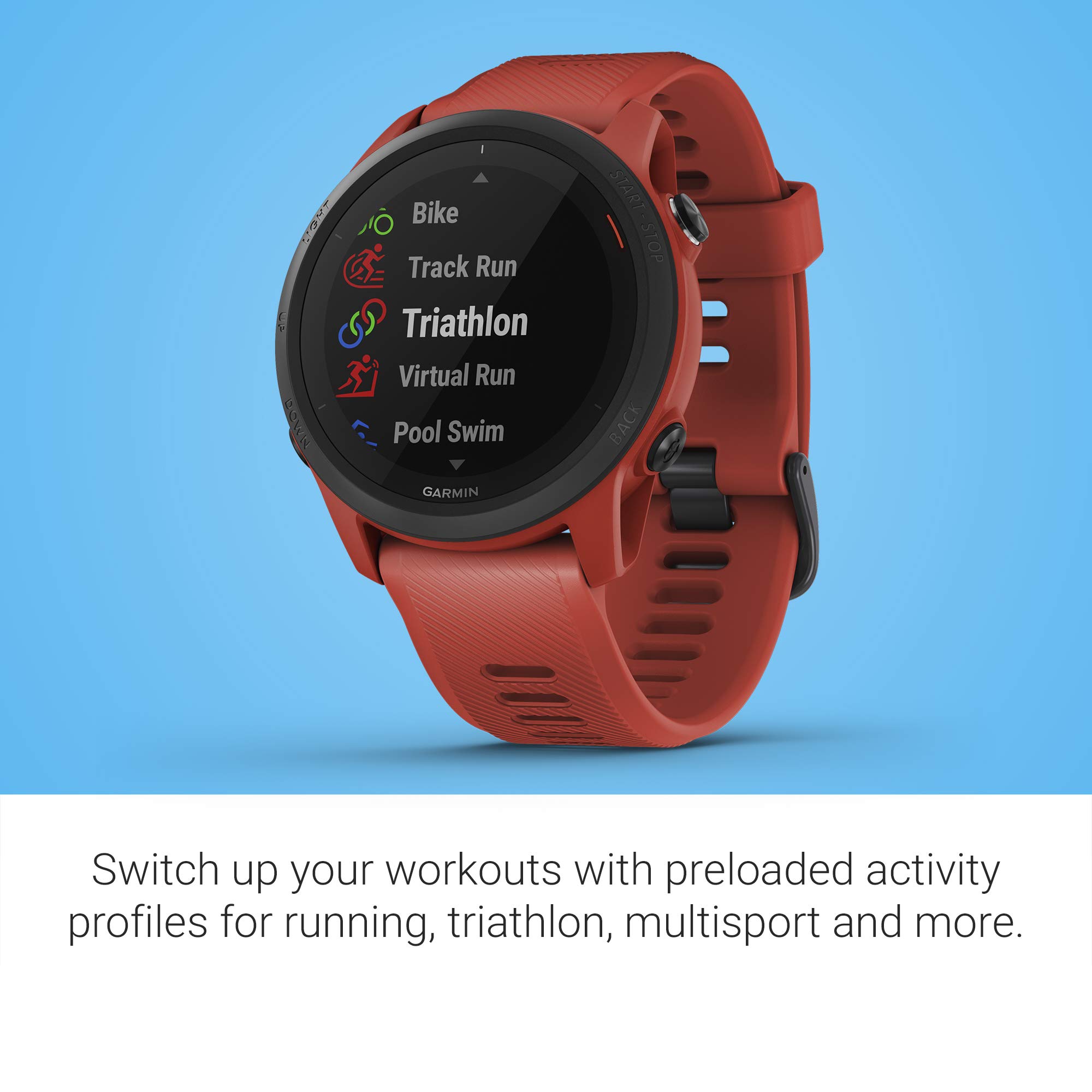 Garmin Forerunner 745, GPS Running Watch, Detailed Training Stats and On-Device Workouts, Essential Smartwatch Functions, Red (Renewed)