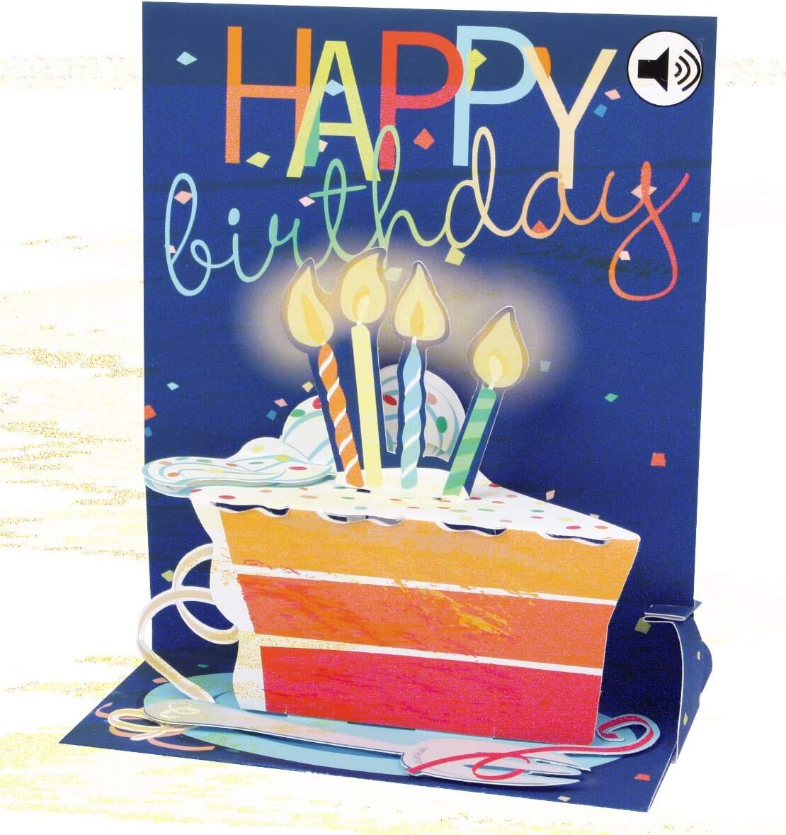Up With PaperPop-Up Sight 'N Sound Greeting Card - Big Slice of Cake