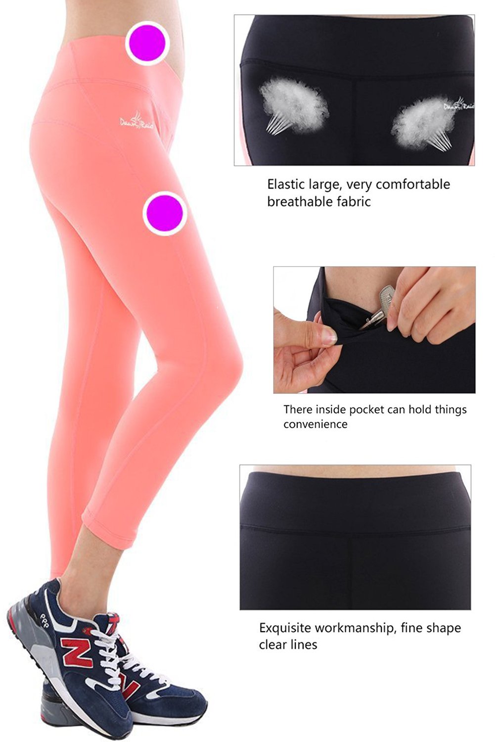 Yoga Pants Running Tights Women Coral Leggings Capri Summer Leggings XL