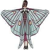 GRAJTCIN Adult Butterfly Costume Both Sides Butterfly Wings Cape Double Sided Halloween Fairy Moth Party Cloak